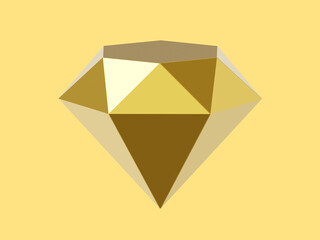 Poster - Diamond gold metal, jewelry. 3D rendering. Icon on yellow background.