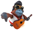 Leinwandbild Motiv Fun 3D cartoon illustration of a Orang Outan rocker