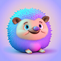 Wall Mural - Illustration of a charming 3d colorful porcupine toy with cute eyes