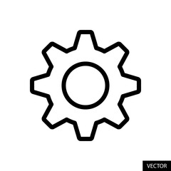 Poster - Gear or Settings vector icon in line style design for website design, app, UI, isolated on white background. Editable stroke. Vector illustration.