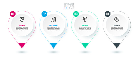 Wall Mural - Infographic template business concept with step.