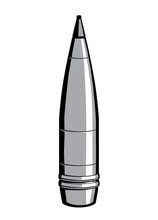 Ammunition. 155mm Artillery Shell. High Explosive Rounde. Isolated. Vector Image For Prints, Poster And Illustrations.