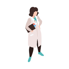 Sticker - Isometric Female Doctor Composition