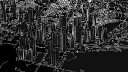 Canvas Print - Outline city concept