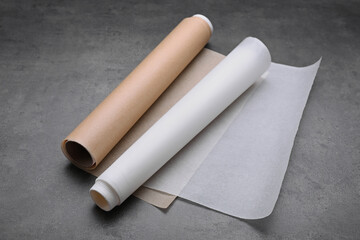 Canvas Print - Rolls of baking paper on grey table