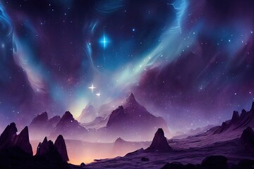 Wall Mural - Fantasy landscape with sandy glaciers and purple crystal. Concept art. fantasy	