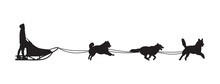 Dog Sled Silhouette On A White Isolated Vector Background