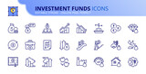 Fototapeta Do przedpokoju - Simple set of outline icons about investment fund. Financial concept.