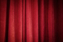 Red Closed Curtain Use For Background. Picture For Backdrop Or Add Text Message. Background Web Design.