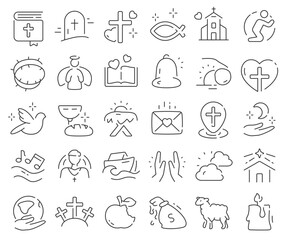 Wall Mural - Christianity line icons collection. Thin outline icons pack. Vector illustration eps10