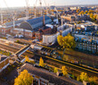 Aerial view of Kensigton Olympia West London in autumn, England