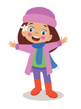 Fototapeta Dinusie - cute girl in winter clothes with coat and hat