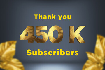 450 K  subscribers celebration greeting banner with Gold Design