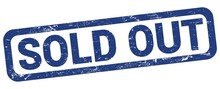 SOLD OUT Text Written On Blue Rectangle Stamp.