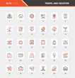 © Maxim Basinski - Vector set of travel and vacation flat line web icons. Each icon with adjustable strokes neatly designed on pixel perfect 48X48 size grid. Fully editable and easy to use.