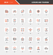 © Maxim Basinski - Vector set of leisure and tourism flat line web icons. Each icon with adjustable strokes neatly designed on pixel perfect 48X48 size grid. Fully editable and easy to use.