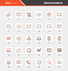 Wall Mural - vector set of message bubbles flat line web icons. each icon with adjustable strokes neatly designed