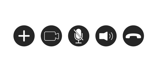 Poster - Set of communication icons. Phone, sound, microphone, camera, call symbols on isolated white background for applications, Internet, applications. Vector illustration