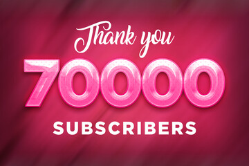 70000 subscribers celebration greeting banner with Pink Design