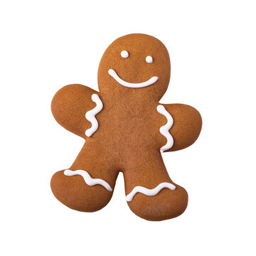 Fototapete - Christmas Gingerbread Man  -  Holiday biscuit  -  Christmas food, cookie.  Isolated on white background. PNG file with transparency.