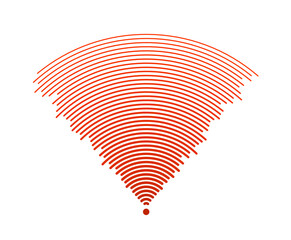 Poster - Sound wave signal. Radio or music audio concept. Epicentre or radar icon. Radial signal or vibration elements. Impulse curve lines. Concentric ripple semi circle. 
