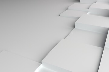 Poster - grey  business background with squares,  image with shadow for technology, 3D rendering