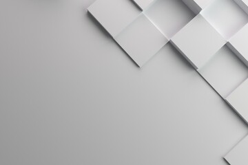 Poster - grey  business background with squares,  image with shadow for technology, 3D rendering