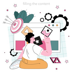 Poster - content filling concept. target audience analysis and making responsive