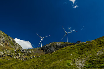 energy crisis. wind farm high in the mountains. europe