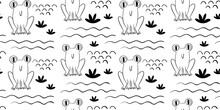 Baby Frog Outline Print,simple Cute Print For Baby And Newborn Clothes. Kind Children's Pattern With A Frog.