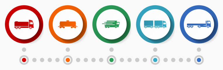 Fototapete - Transportation concept vector icon set, flat design web buttons, logistic infographic template