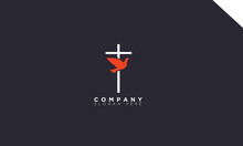 Pigeon With Cross Monogram Logo And Icon For Branding