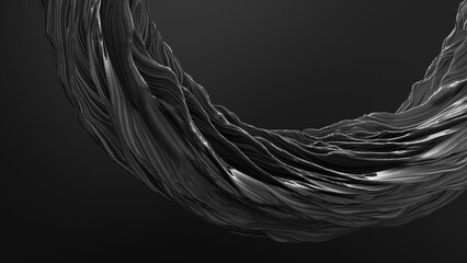 Poster - Seamless loop abstract background. Line Particles Wave Background 3d render. Wavy backdrop. Space surface. magic neon light curved swirl line 3D rendering