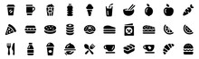Food Solid Icon Set. Food Vector Illustration. Drink Icon Set. Cafe Icon. Restaurant Icon Set. Solid Icon. Vector Illustration