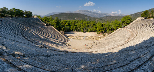 Sticker - panorama view of the ancient theatre of Epidauros in southern Greece