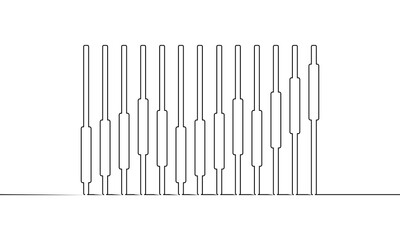 Continuous line drawing of graph icon business, growth graph, bar chart, object one line, single line art, vector illustration