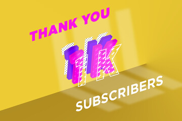 1 K subscribers celebration greeting banner with Multi Layer Design