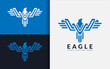 Modern Stylish Blue Eagle with Geometric Lines Concept.