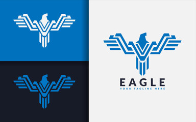 Aufkleber - Modern Stylish Blue Eagle with Geometric Lines Concept.