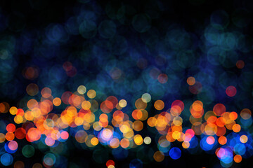 Wall Mural - night city street lights bokeh background