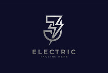 Electric Logo, Letter J With Thunder Bolt Combination, Electric Design Logo Template, Vector Illustration