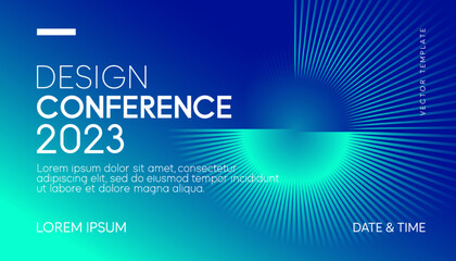 Poster - Abstract modern business conference design template with creative round lines. Minimal flyer layout. Vector, 2023-2024