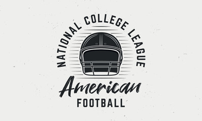 Wall Mural - American Football championship logo.Vintage American Football Helmet. Trendy retro logo. Vintage poster with text and helmet silhouette. Vector illustration