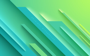 Wall Mural - Abstract geometric diagonal background green gradient with light and shadow decoration