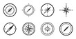 Compass vector icon set.