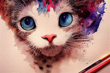 Wall Mural - portrait of a cat with eyes