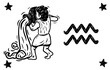 Zodiac signs in woodcut style. Aquarius