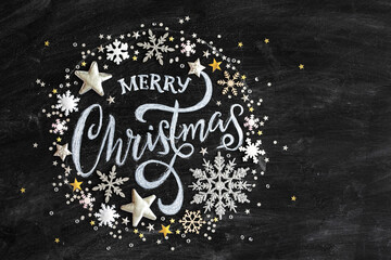 Wall Mural - merry christmas chalkboard flatlay