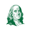 Hand drawn portrait of Benjamin Franklin.