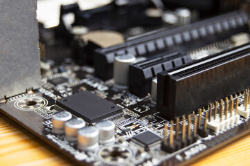 Poster - Close-up top view of motherboard, computer motherboard